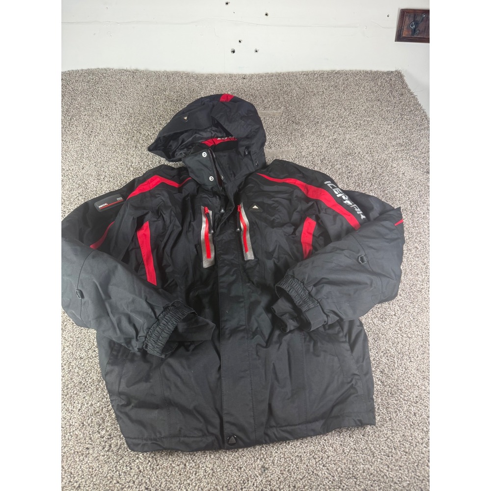 Icepeak Mens Recco Ski Jacket Black Red Insulated Hooded Snow Parka Size 48